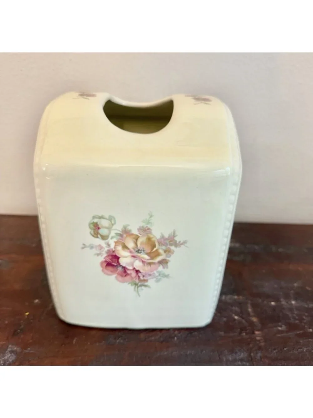Vintage Athena California Floral Napkin Holder Ceramic Kitchen Decor Floral